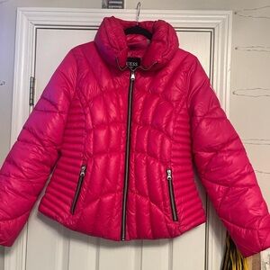 GUESS Women's Bold Pink Quilted Puffer Jacket